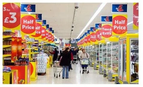 shoppers in Tesco supermarket