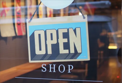Blue Open Shop Sign