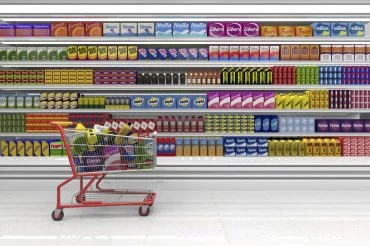 Supermarket Aisle with Trolley
